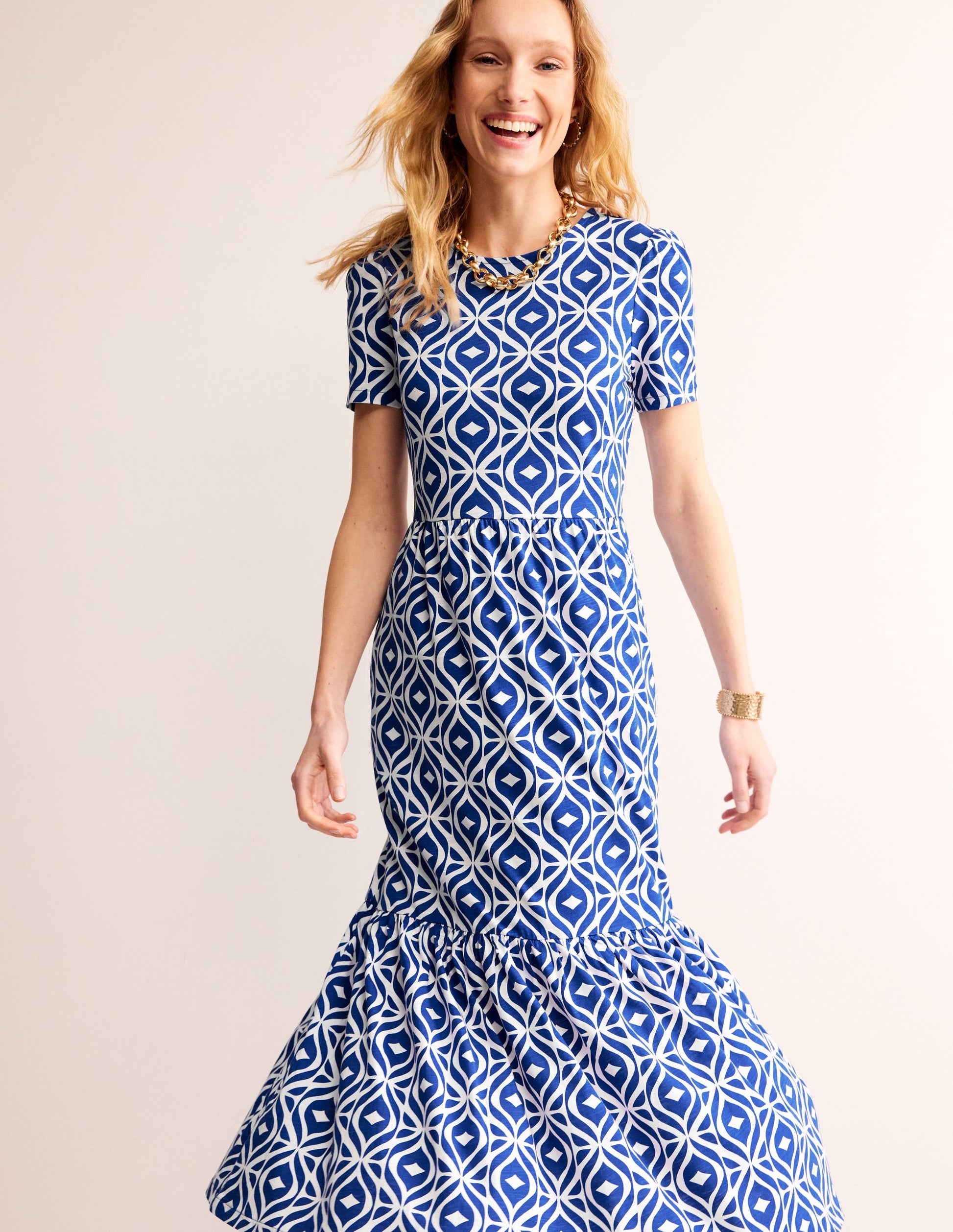 Emma Tiered Jersey Midi Dress-Surf the Web, Diamond Wave-1