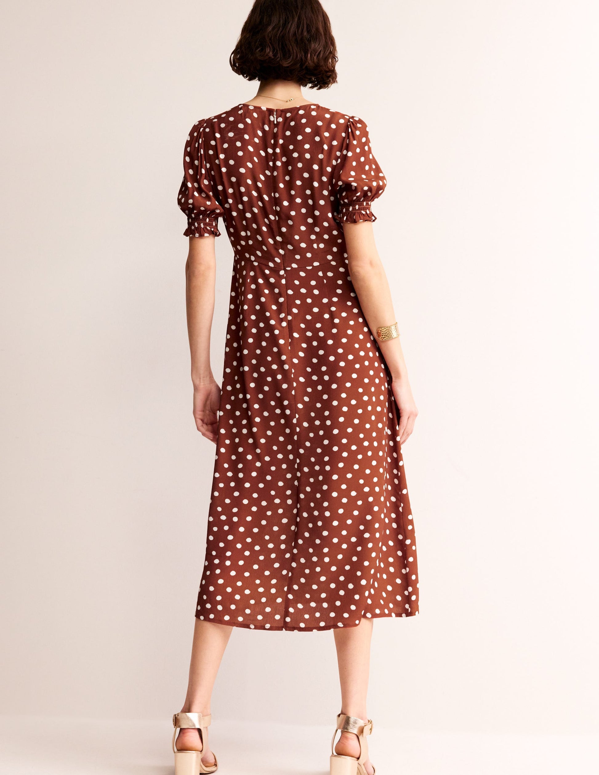Corinne Midi Tea Dress-Burnt Henna, Abstract Dot-3