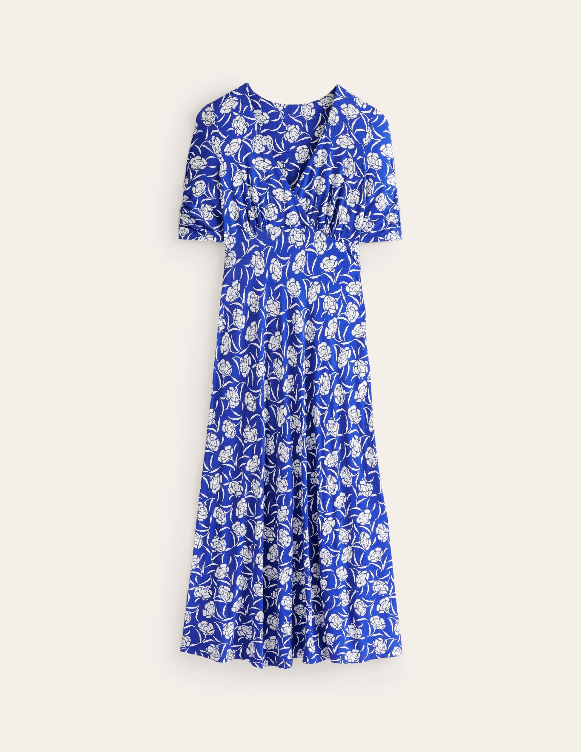 Rebecca Jersey Midi Tea Dress-Surf The Web, Peony Sprig-6