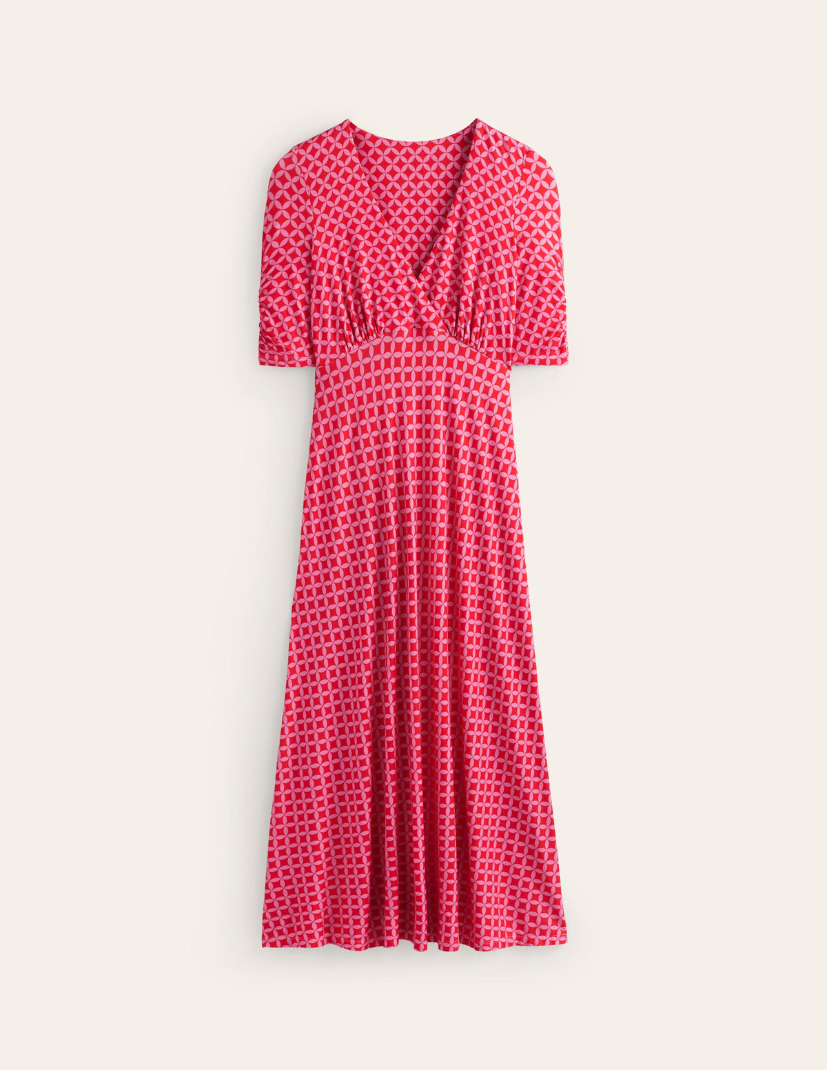 Rebecca Jersey Midi Tea Dress-Flame Scarlet, Diamond Terrace - Image 6