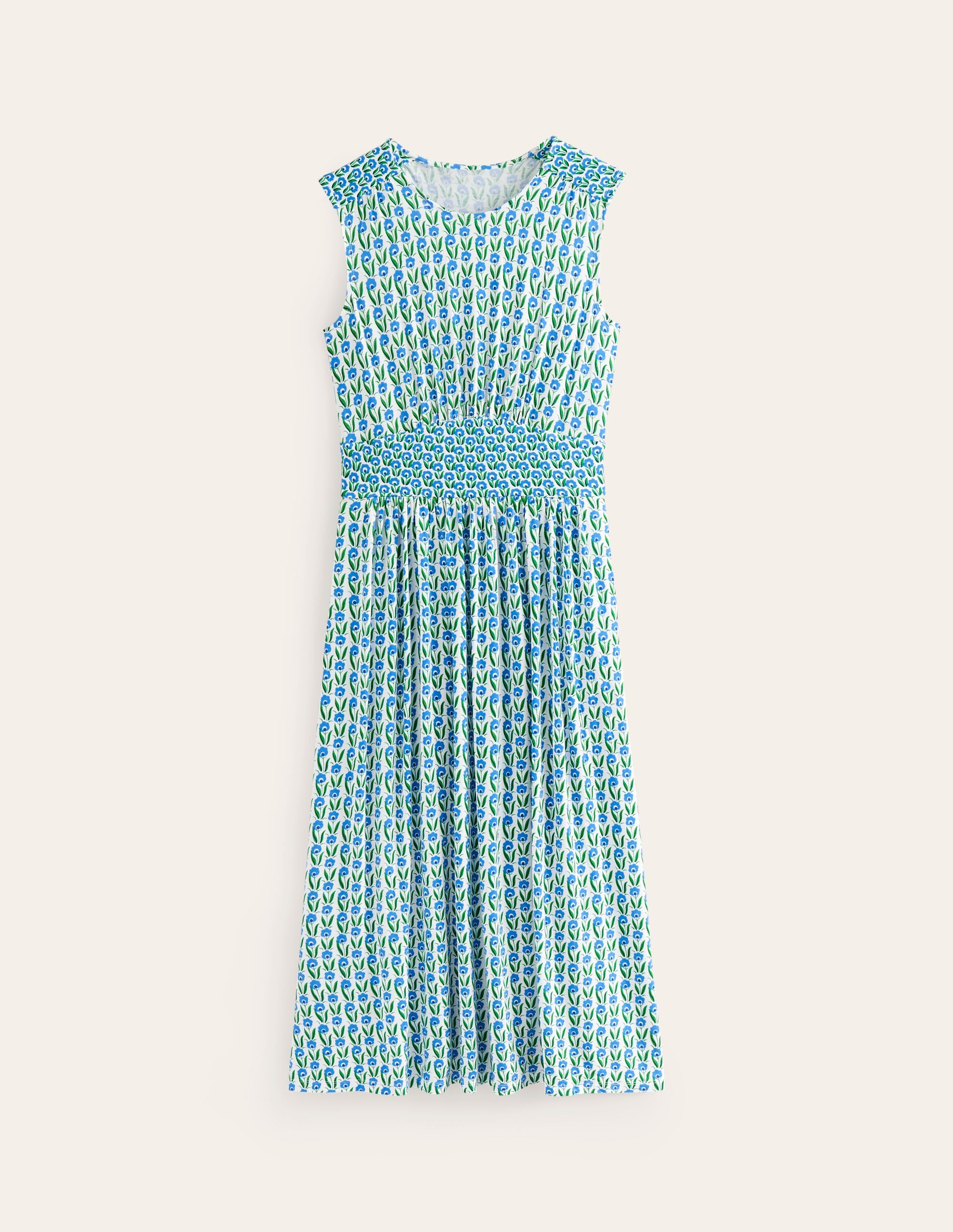 Thea Sleeveless Midi Dress-Green Tambourine, Daisies - Image 6