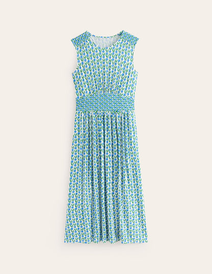 Thea Sleeveless Midi Dress-Green Tambourine, Daisies-6