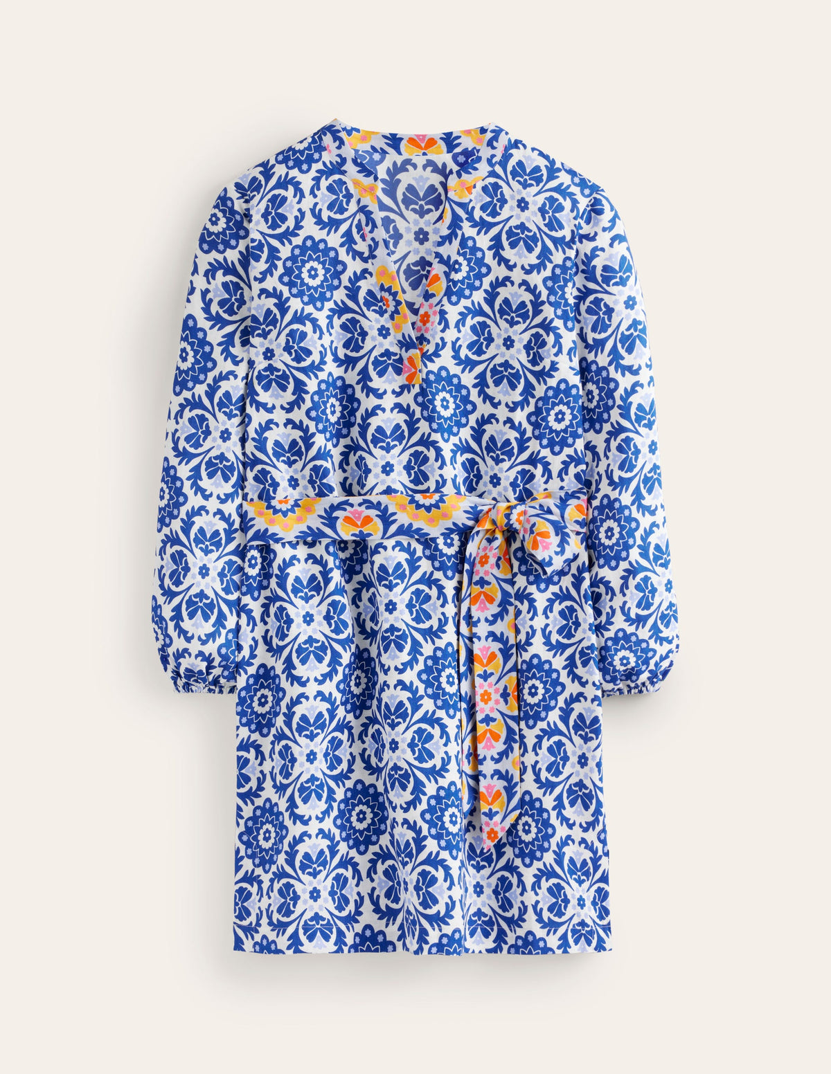 Cleo Linen Tie Waist Dress-Surf The Web, Mosaic Bloom - Image 5