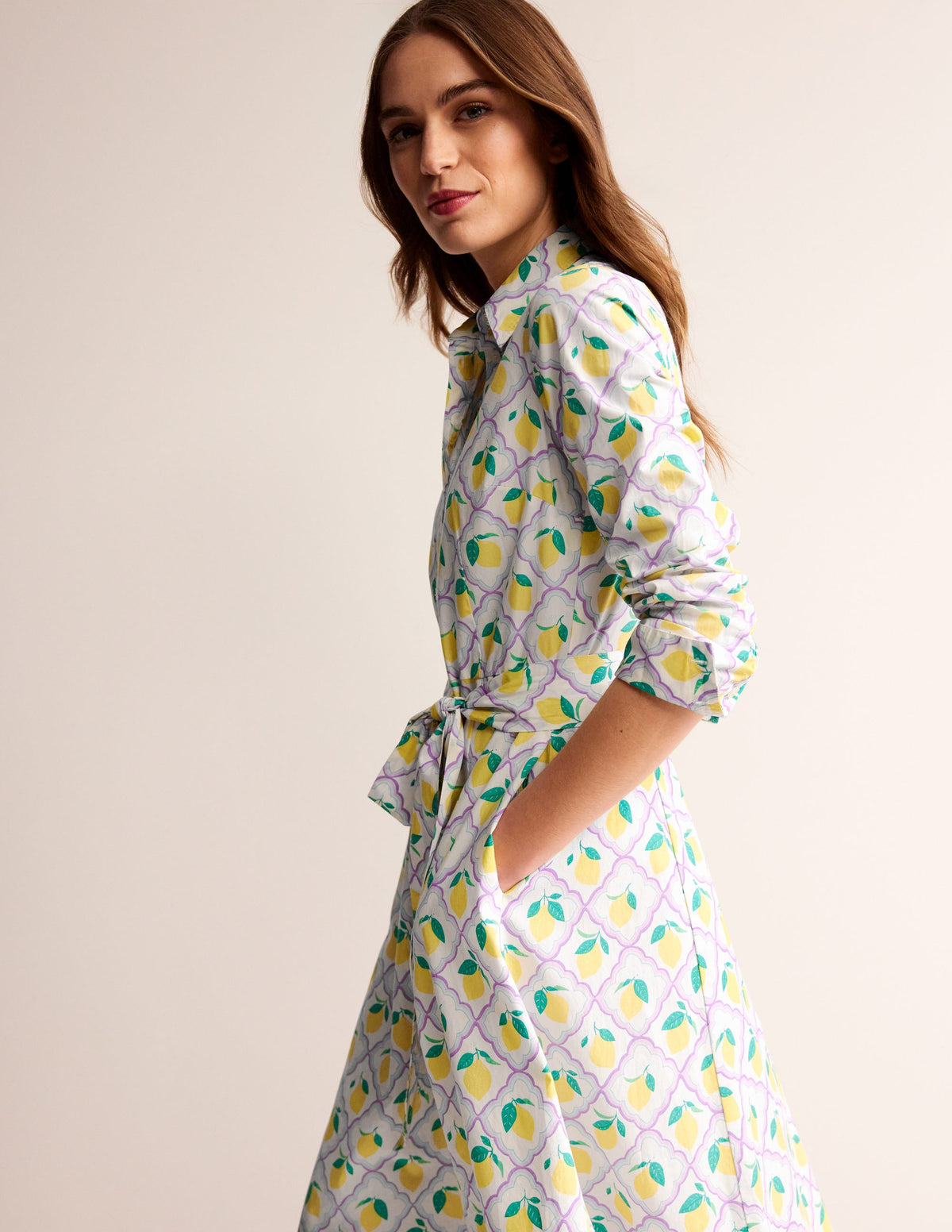 Amy Cotton Midi Shirt Dress-Lavender, Lemon Grove - Image 4