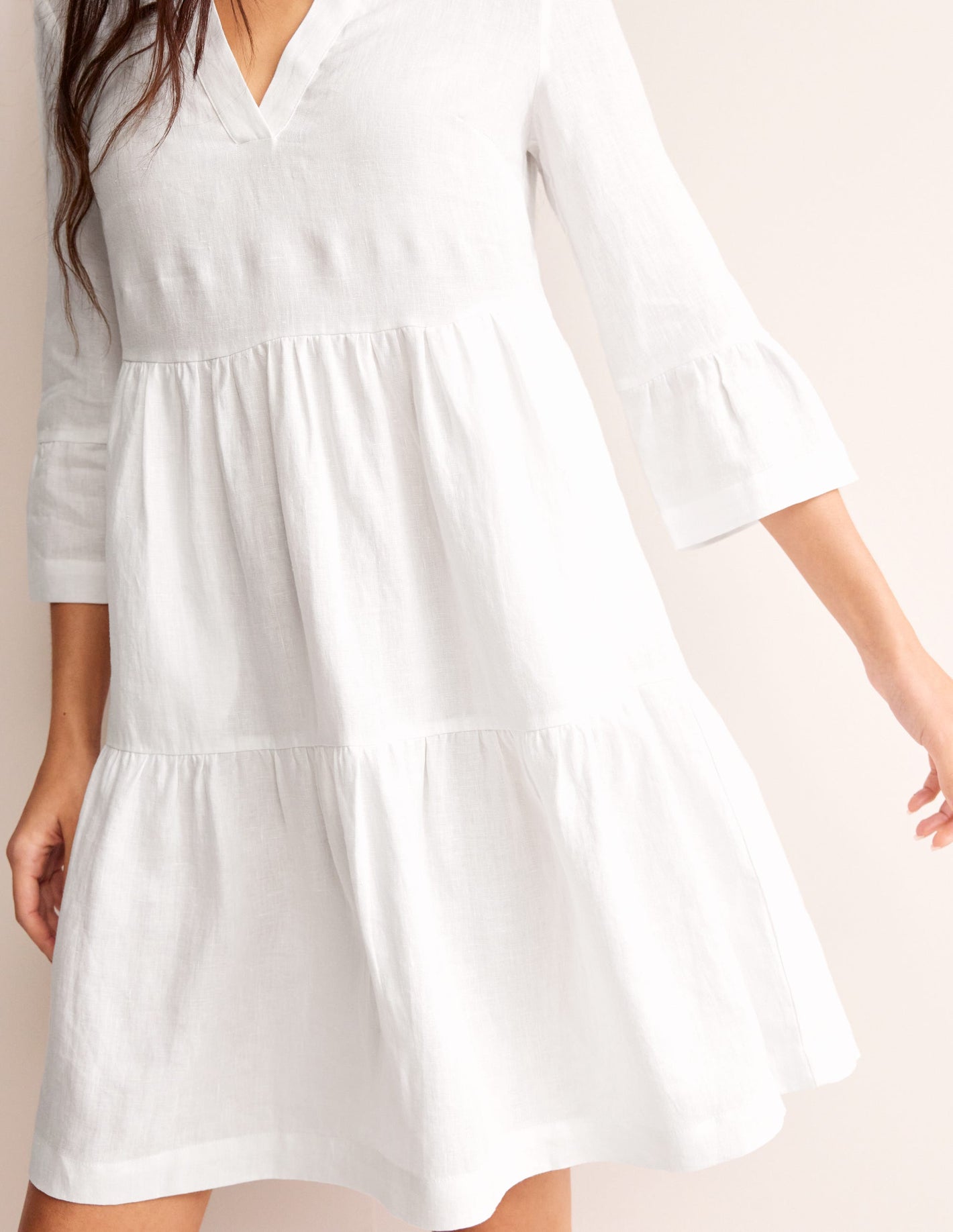 Sophia Linen Short Dress-White