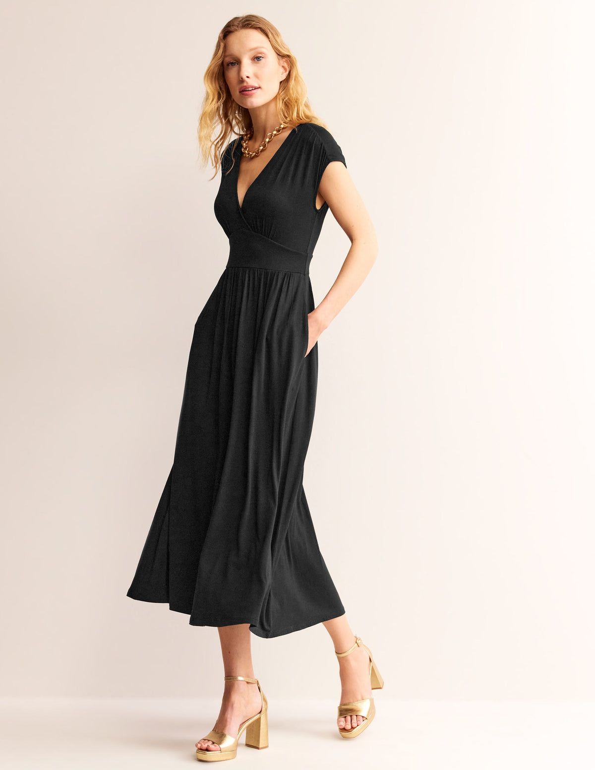 Vanessa Wrap Jersey Maxi Dress-Black - Image 1