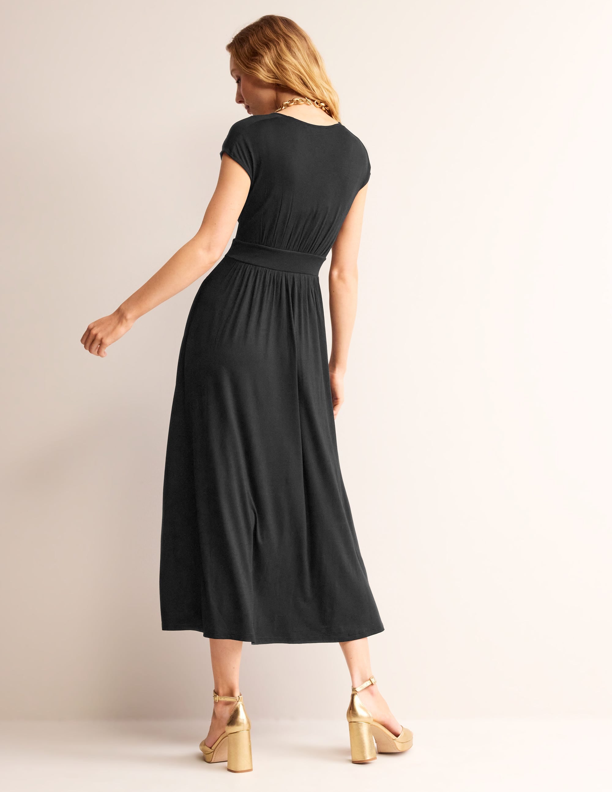 Vanessa Wrap Jersey Maxi Dress-Black - Image 3