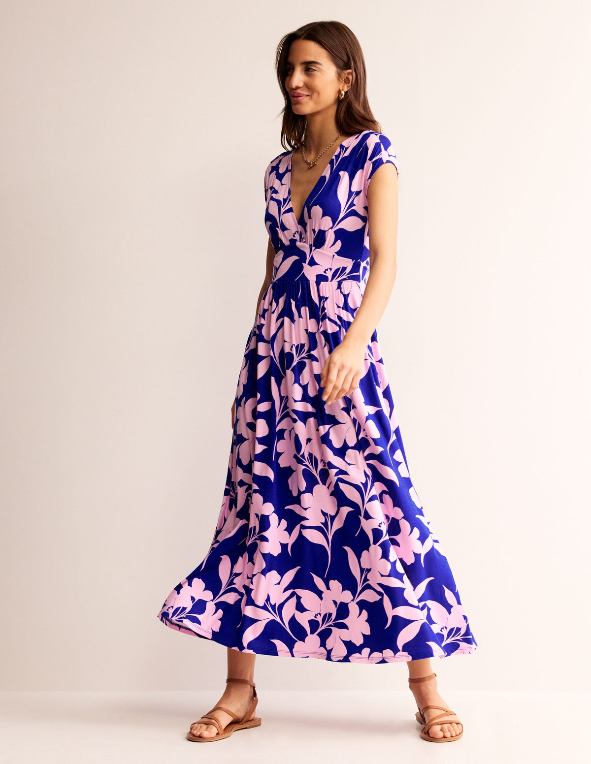 Vanessa Wrap Jersey Maxi Dress-Sweet Lilac, Silhouette Bloom - Image 4