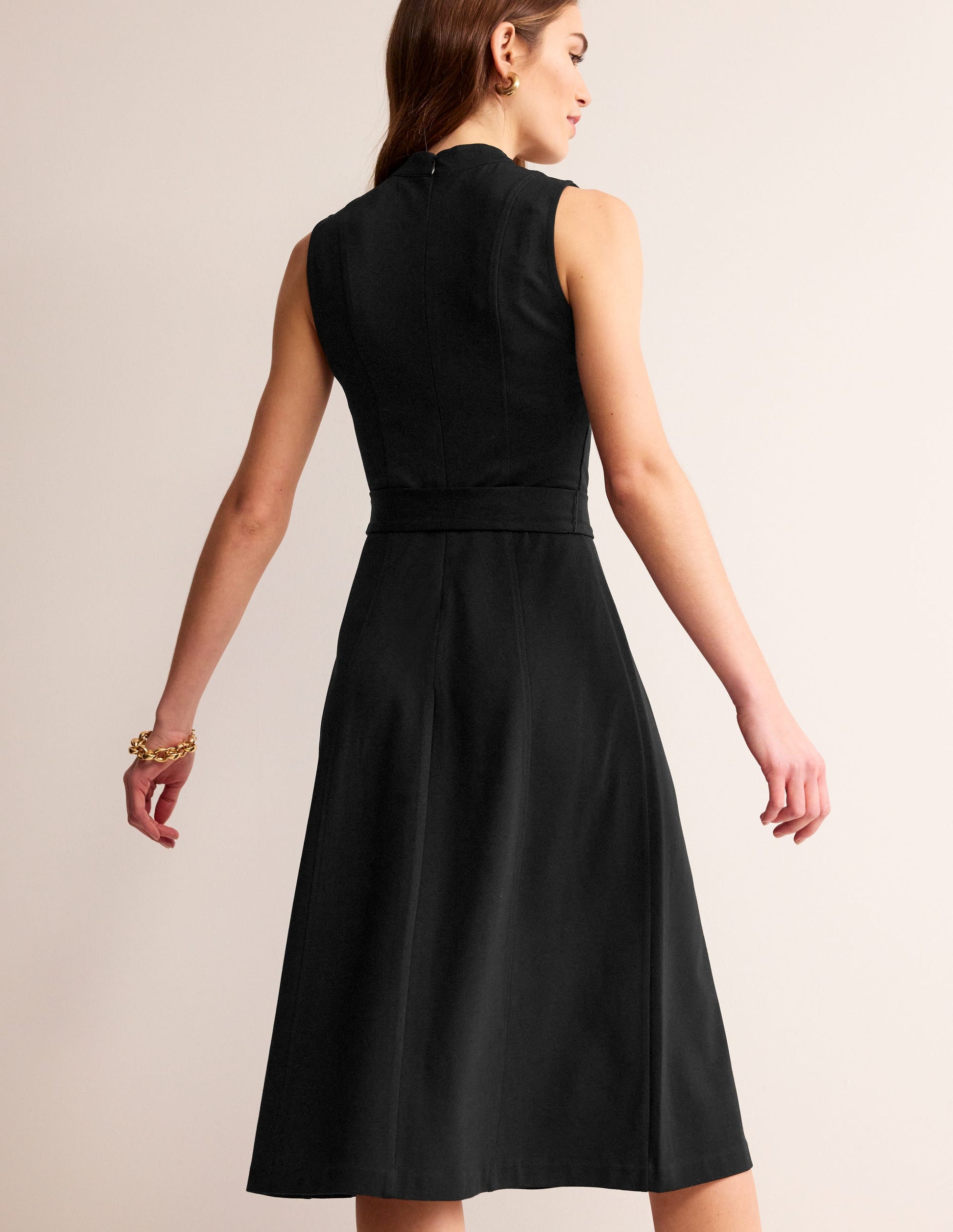 Nicola High Neck Ponte Dress-Black-3
