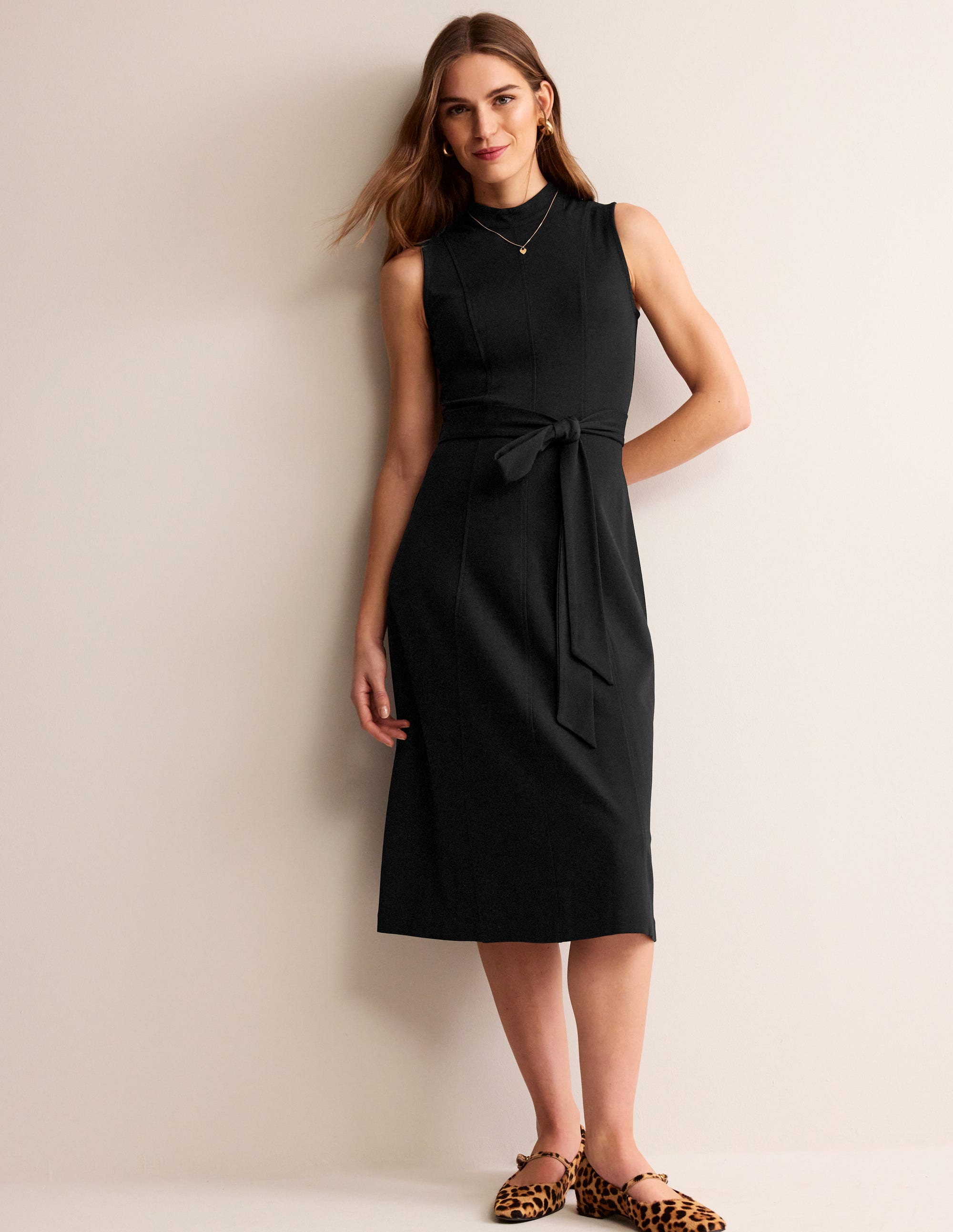 Nicola High Neck Ponte Dress-Black - Image 4