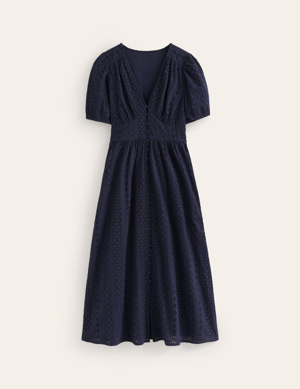 Broderie Midi Tea Dress-Navy - Image 5