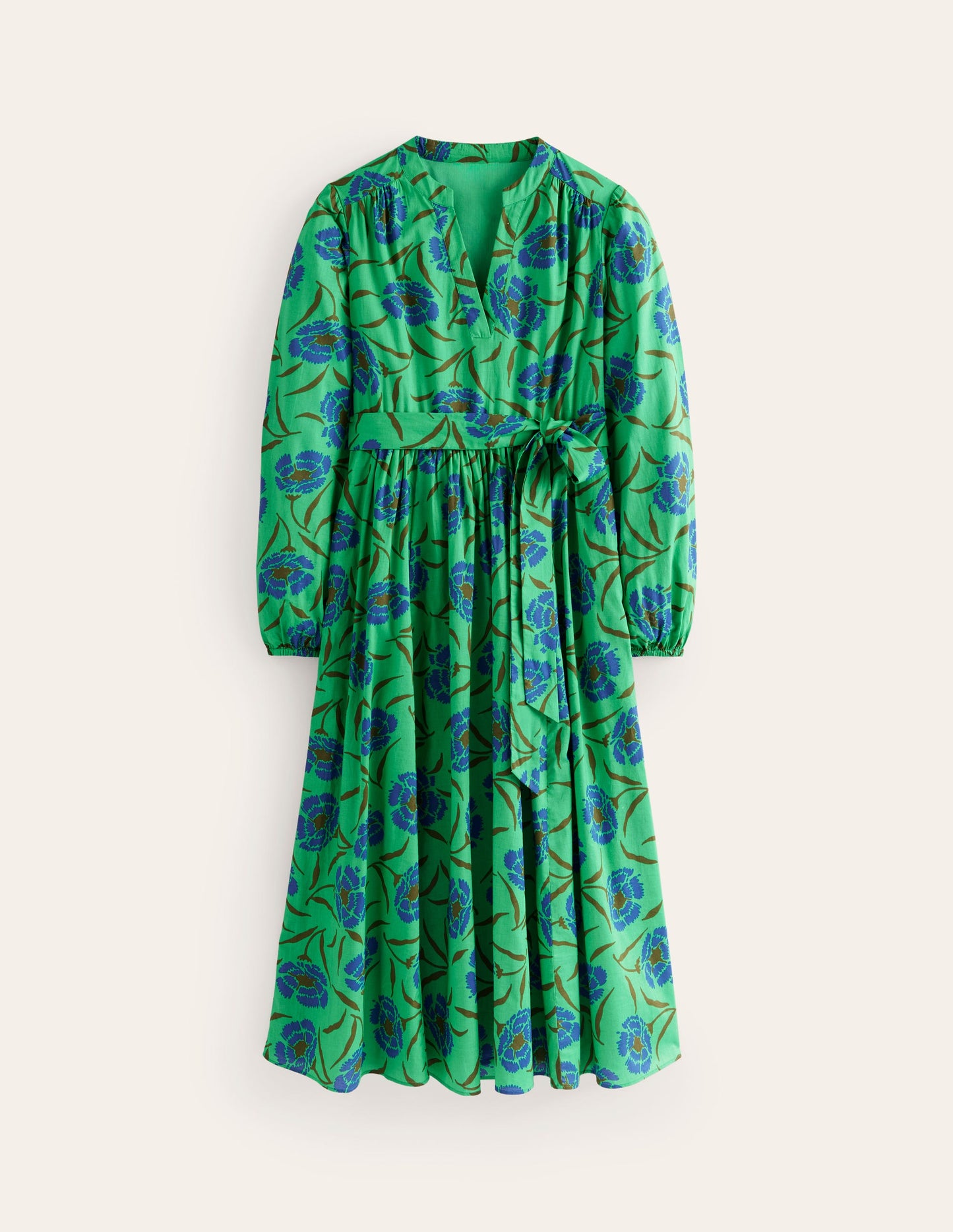 Jen Cotton Midi Dress-Ming Green, Peony Sprig