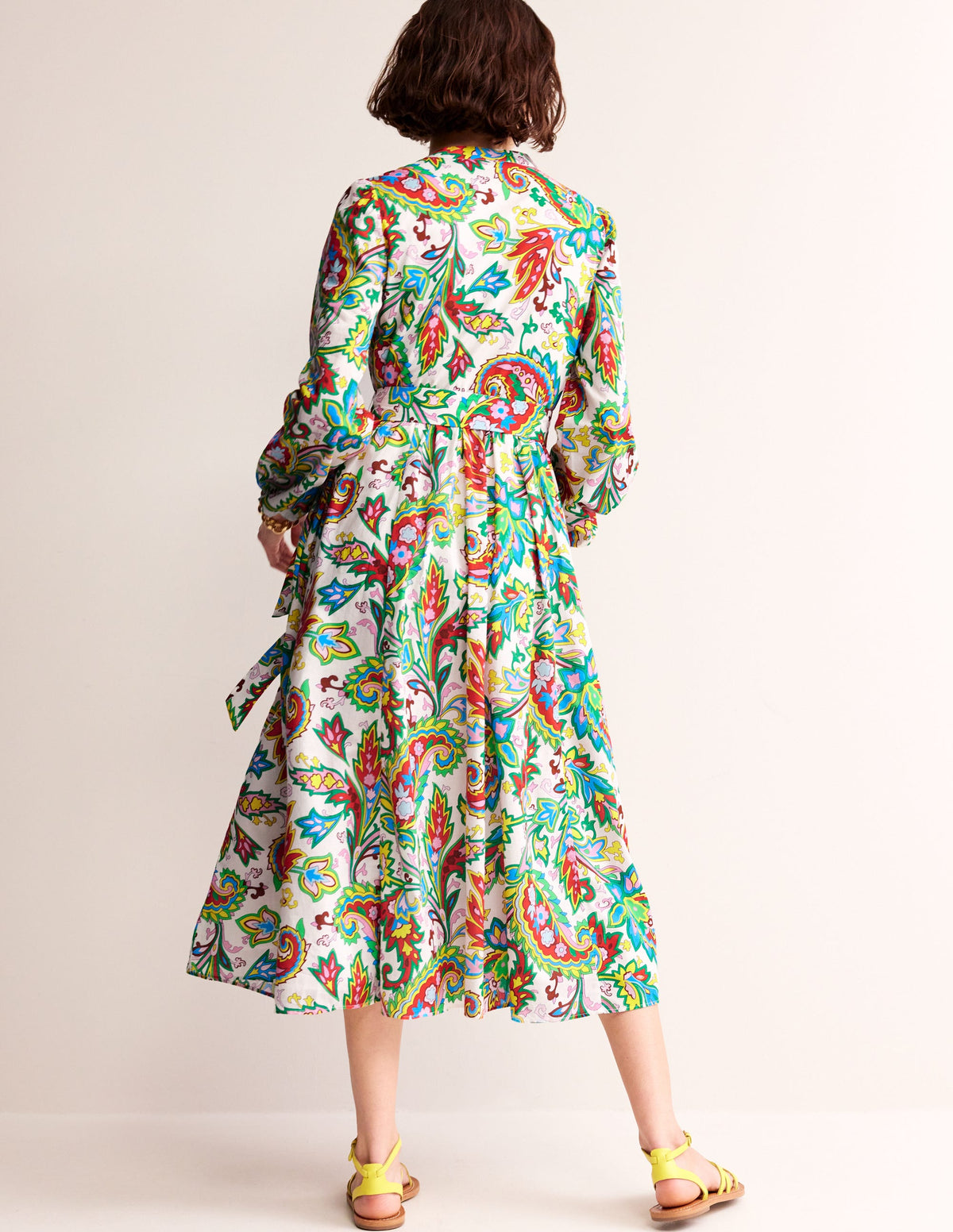 Jen Cotton Midi Dress-Ivory, Paisley Azure Medium - Image 3
