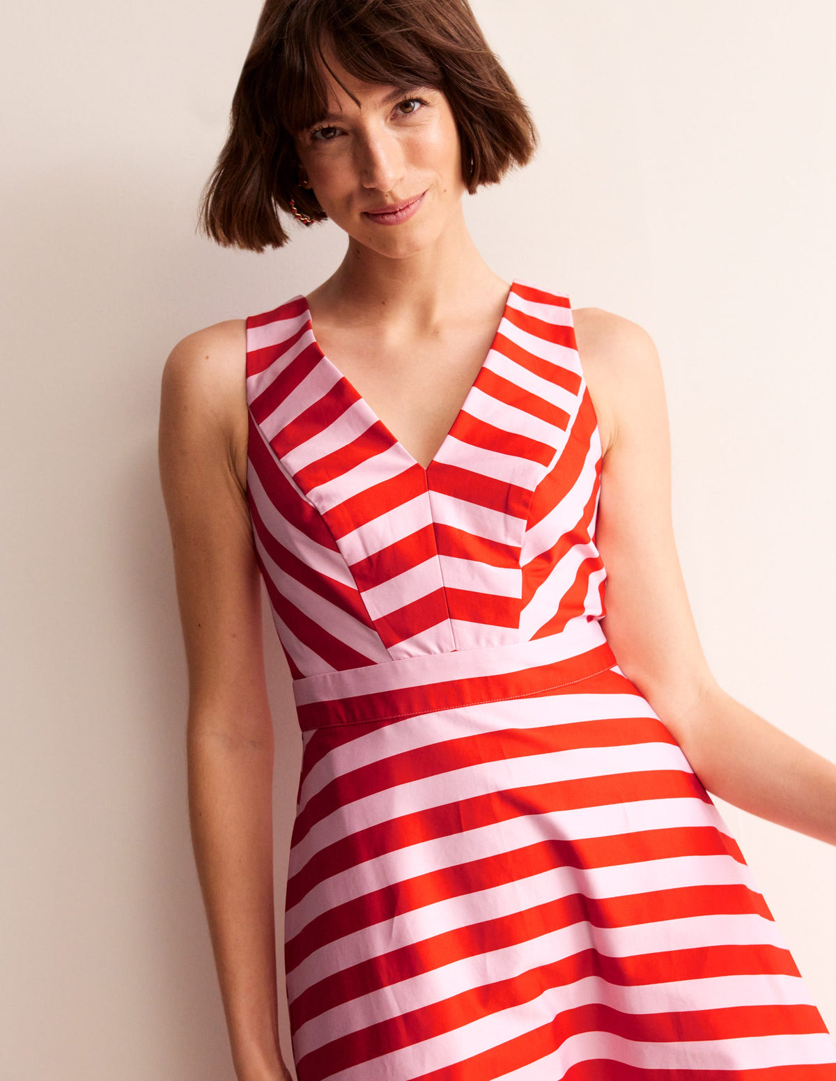 Panelled Bodice Midi Dress-Fiesta and Orchid Pink - Image 2