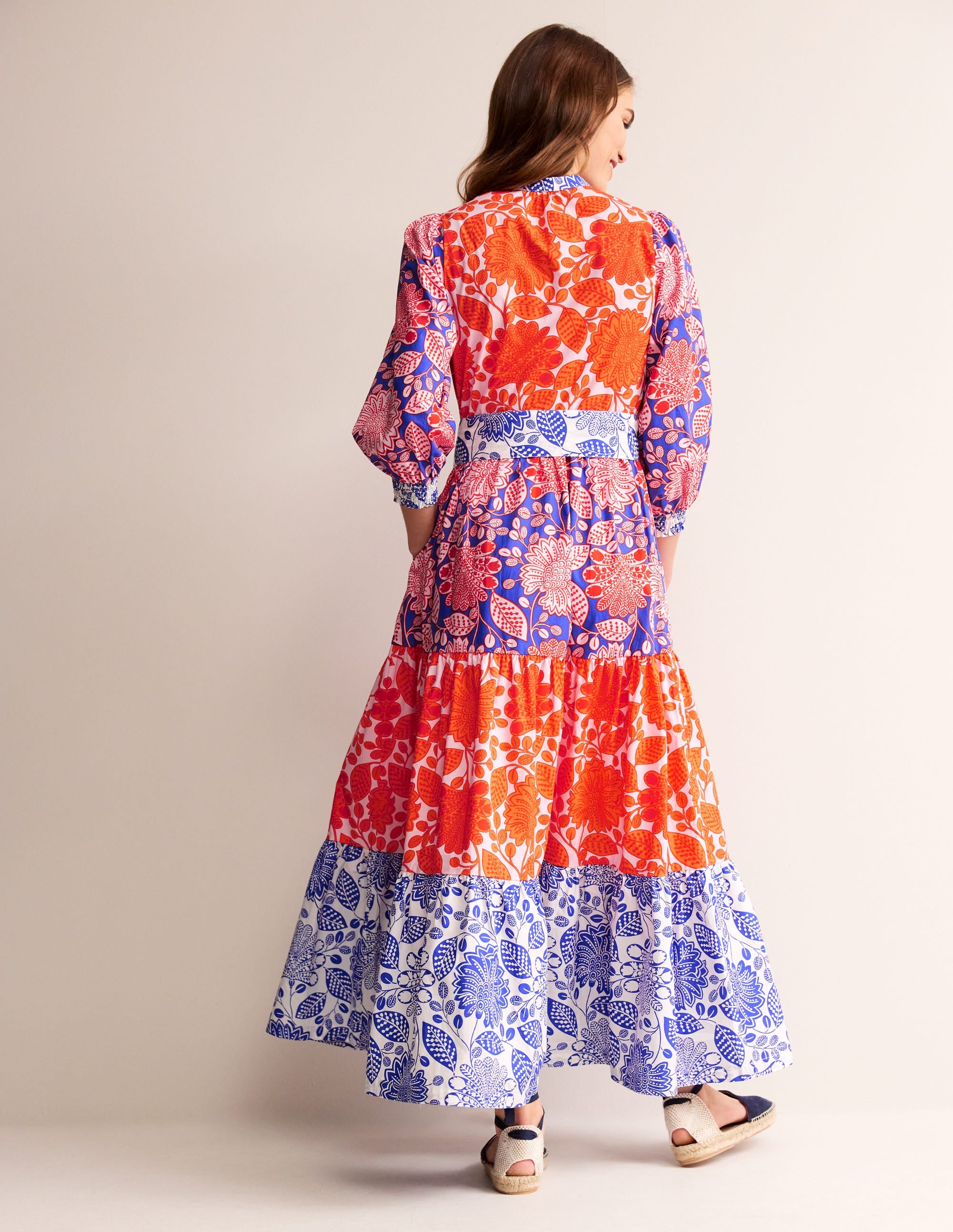 Alba Tiered Cotton Maxi Dress-Firecracker, Gardenia Swirl - Image 4