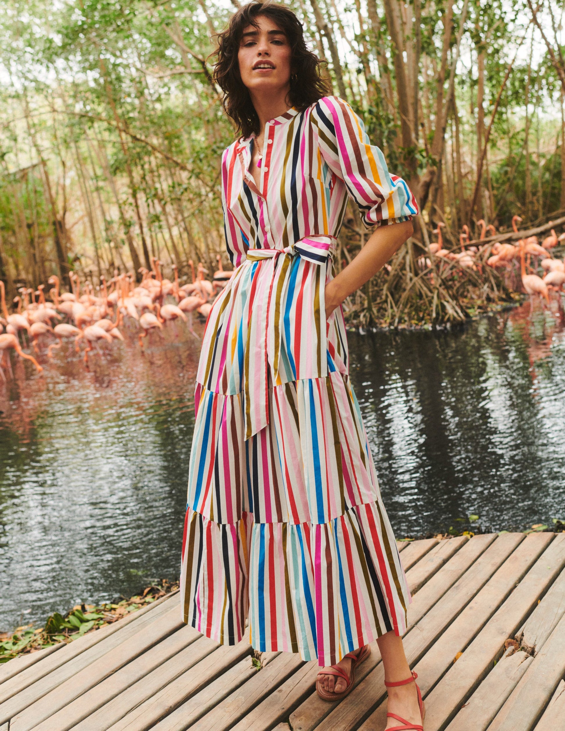 Alba Tiered Cotton Maxi Dress-Multistripe-7