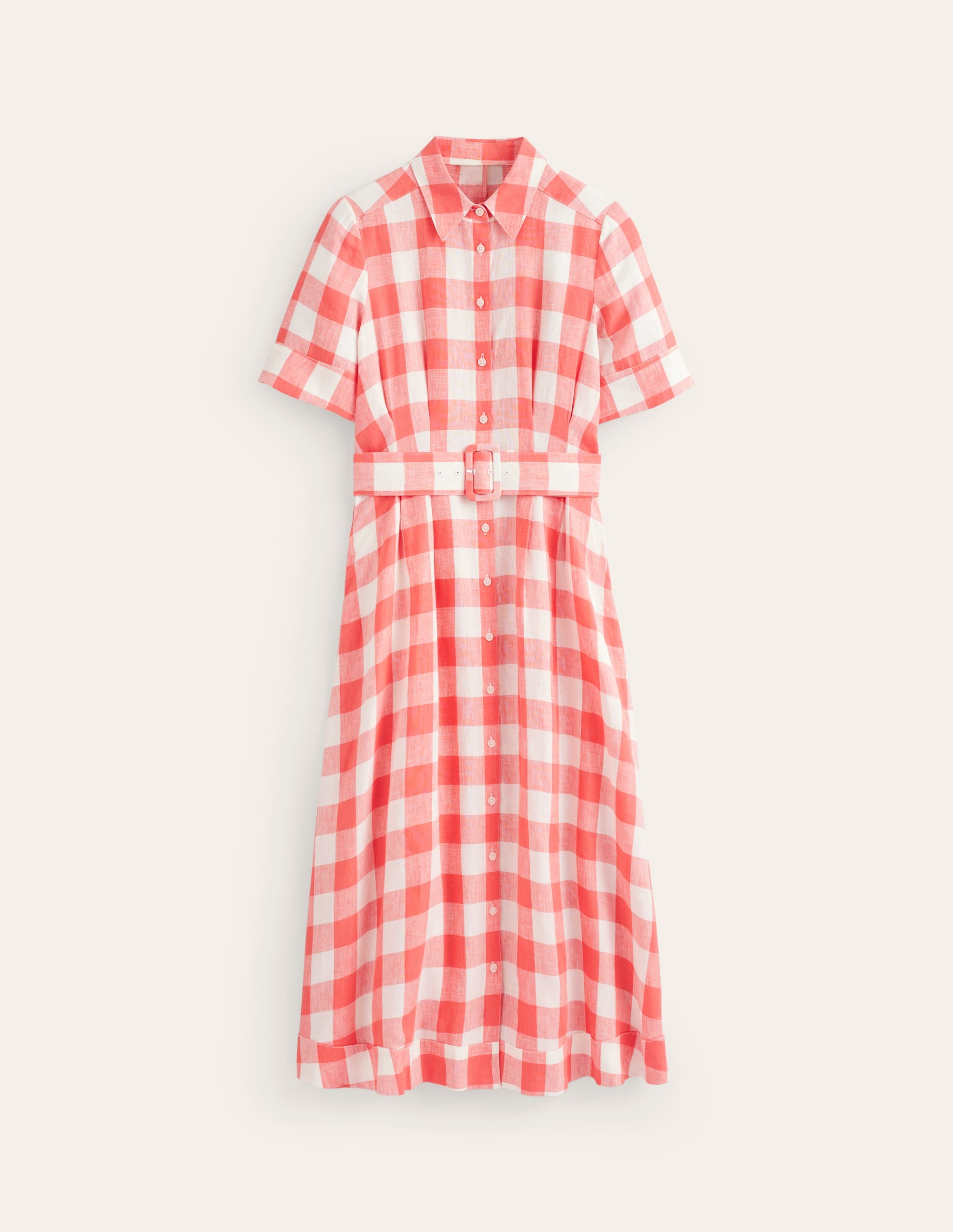 Louise Linen Midi Shirt Dress-Porcelain Rose - Image 6