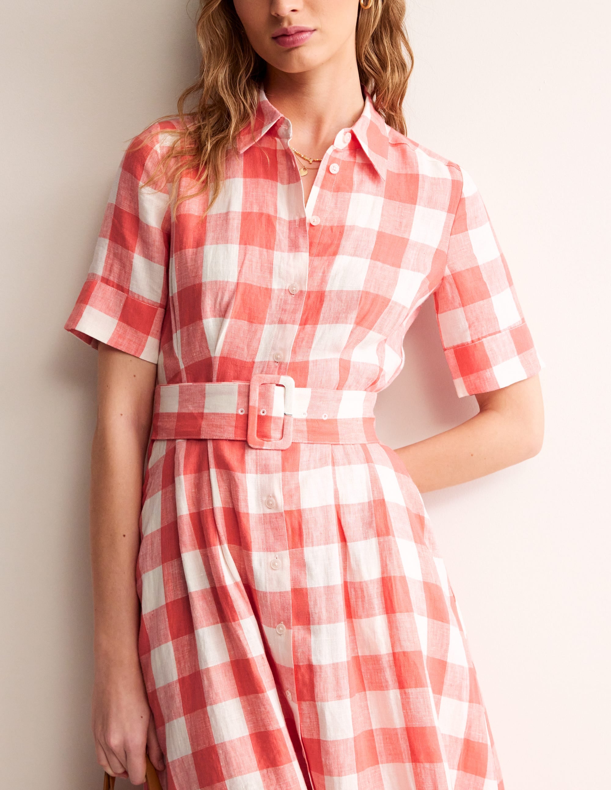 Louise Linen Midi Shirt Dress-Porcelain Rose - Image 2