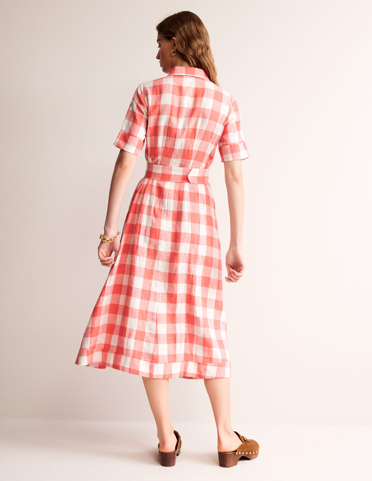 Louise Linen Midi Shirt Dress-Porcelain Rose - Image 3