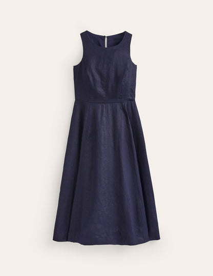 Carla Linen Midi Dress-Navy-6