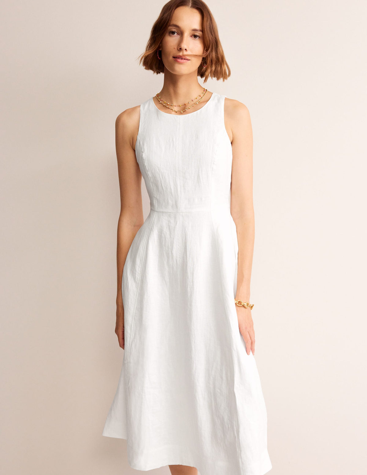 Carla Linen Midi Dress-White - Image 2