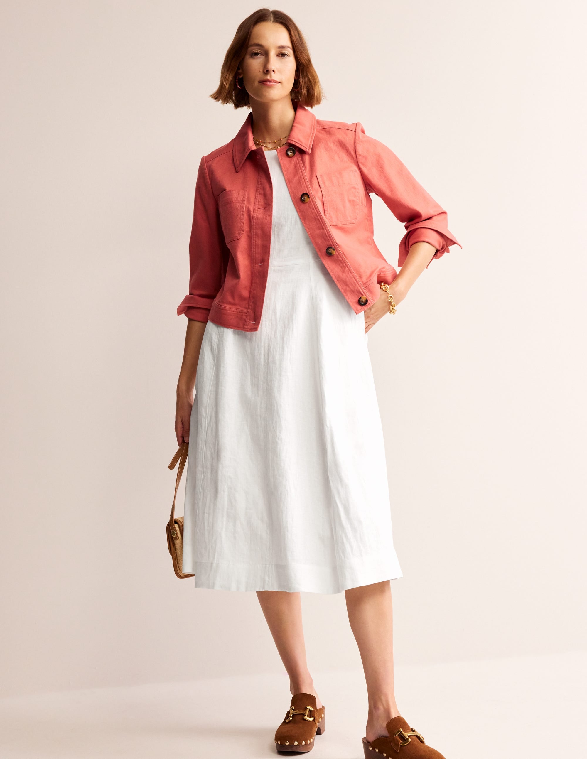 Carla Linen Midi Dress-White - Image 4