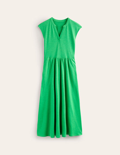 Chloe Notch Jersey Midi Dress-Kelly Green-6