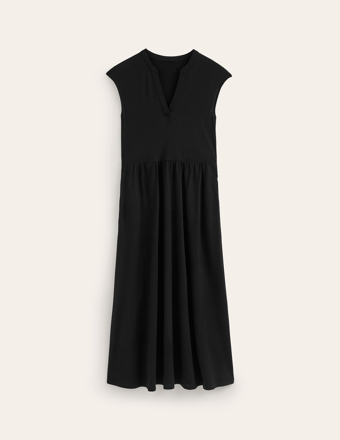 Chloe Notch Jersey Midi Dress-Black