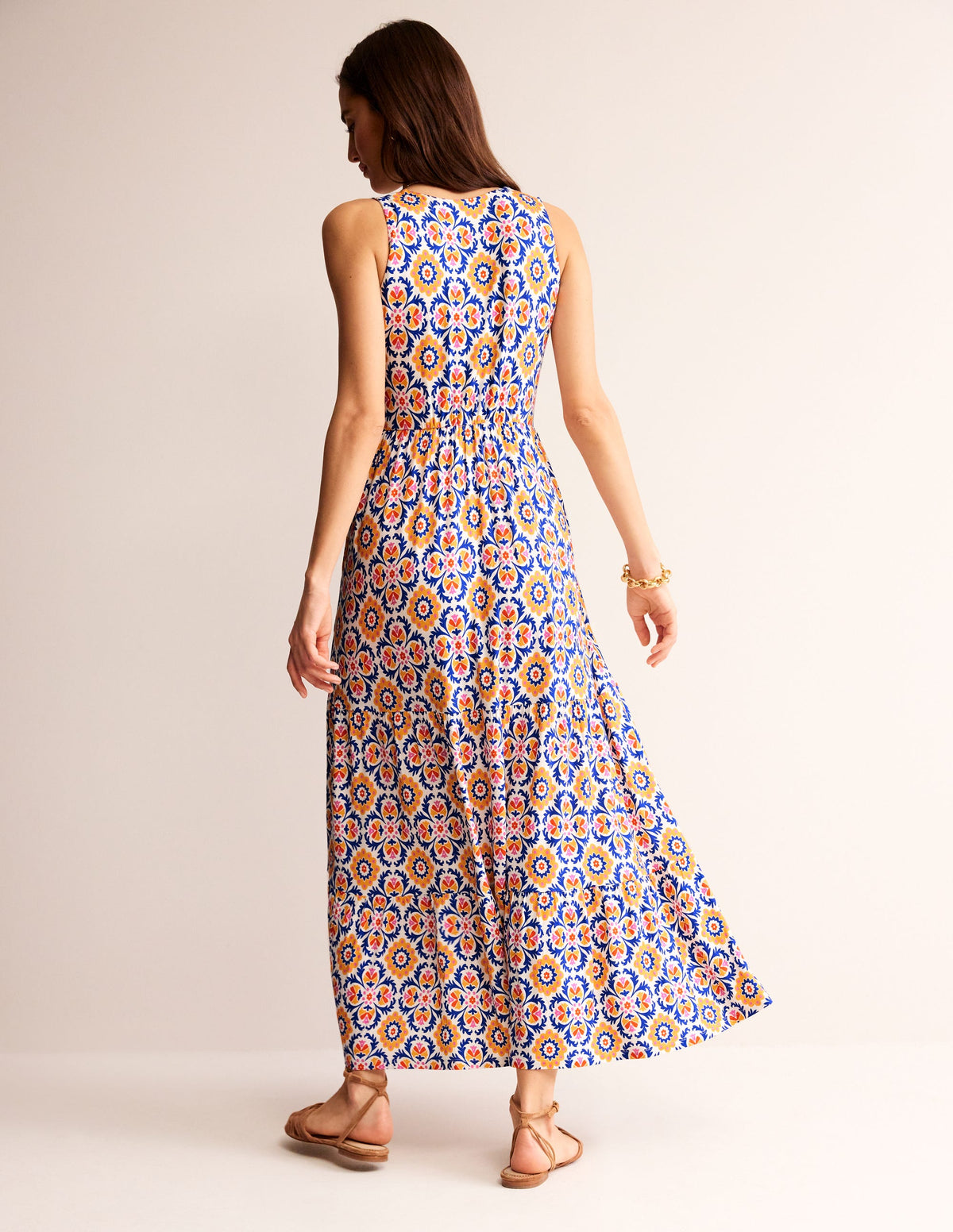Sylvia Jersey Maxi Tier Dress-Artisan’s Gold, Mosaic Bloom-3