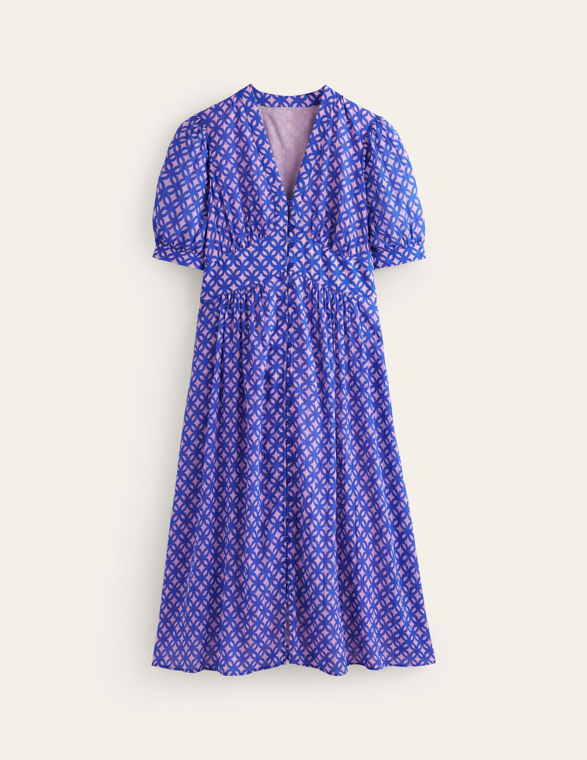 Elsa Crinkle Midi Tea Dress-Sweet Lilac, Trellis Geo - Image 7