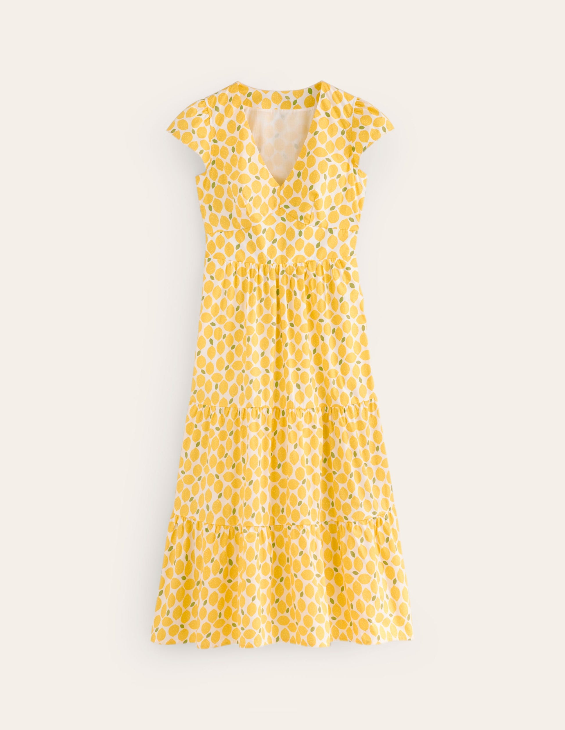 May Cotton Midi Tea Dress-Passionfruit, Lemons-6