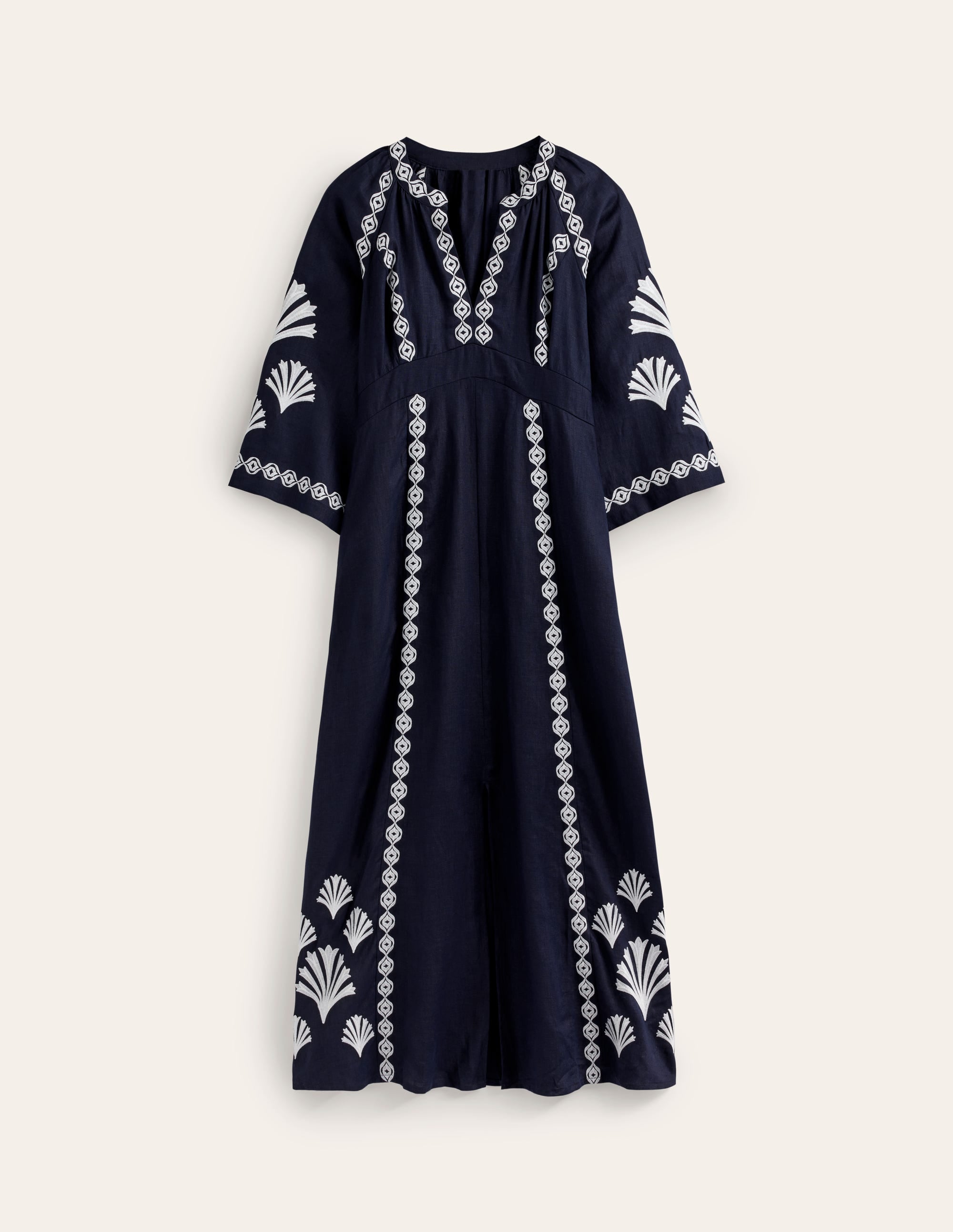 Una Linen Midi Dress-Navy - Image 8