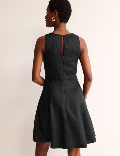 Carla Linen Short Dress-Black-3