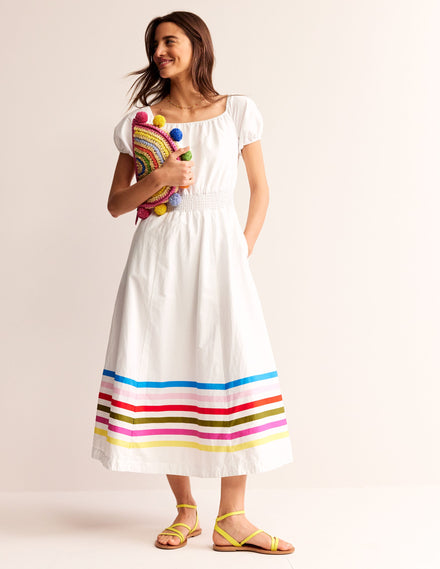 Amber Shirred Waist Dress-Multistripe