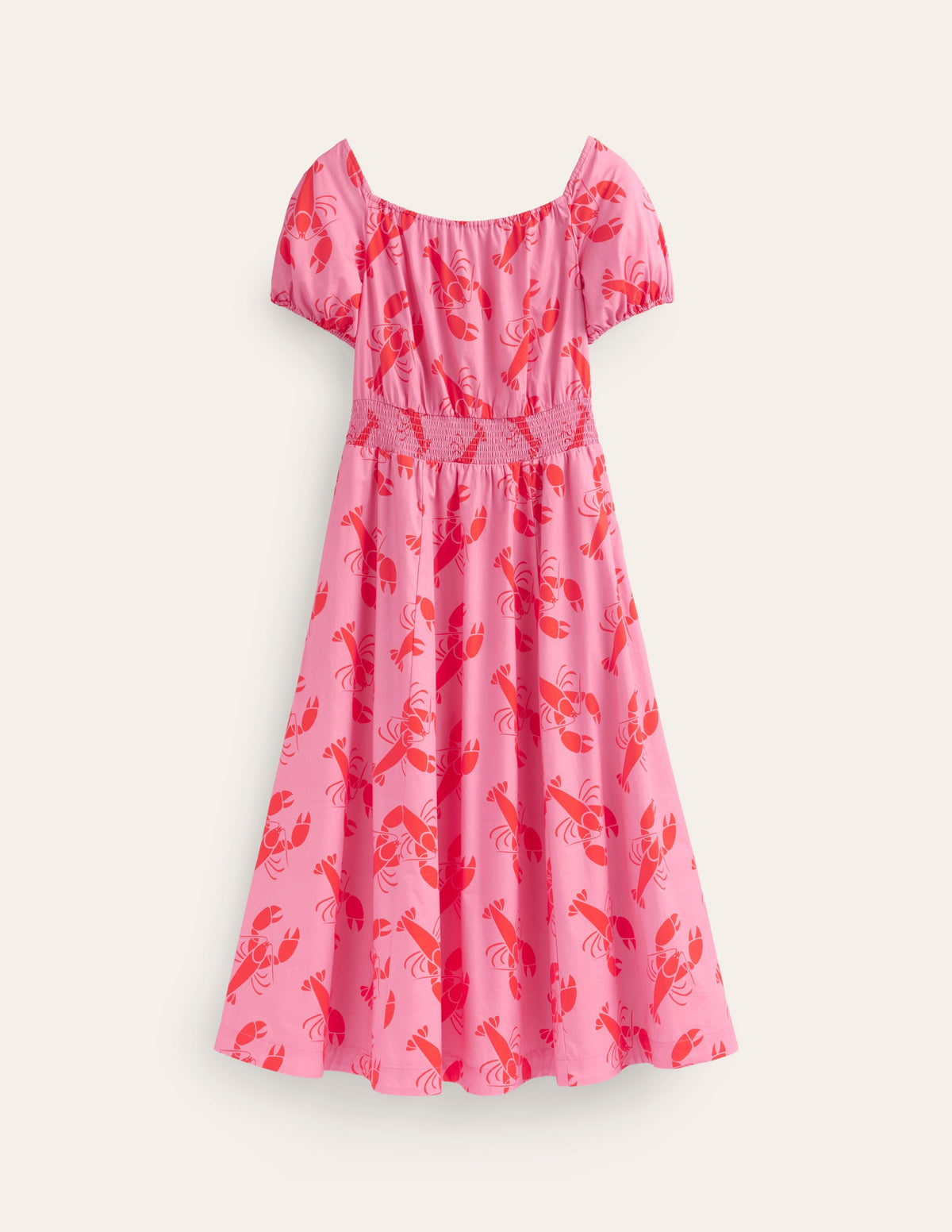Amber Shirred Waist Dress-Cashmere Rose, Lobster - Image 6