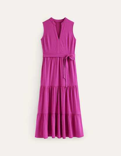 Naomi Notch Jersey Maxi Dress-Rose Violet-5