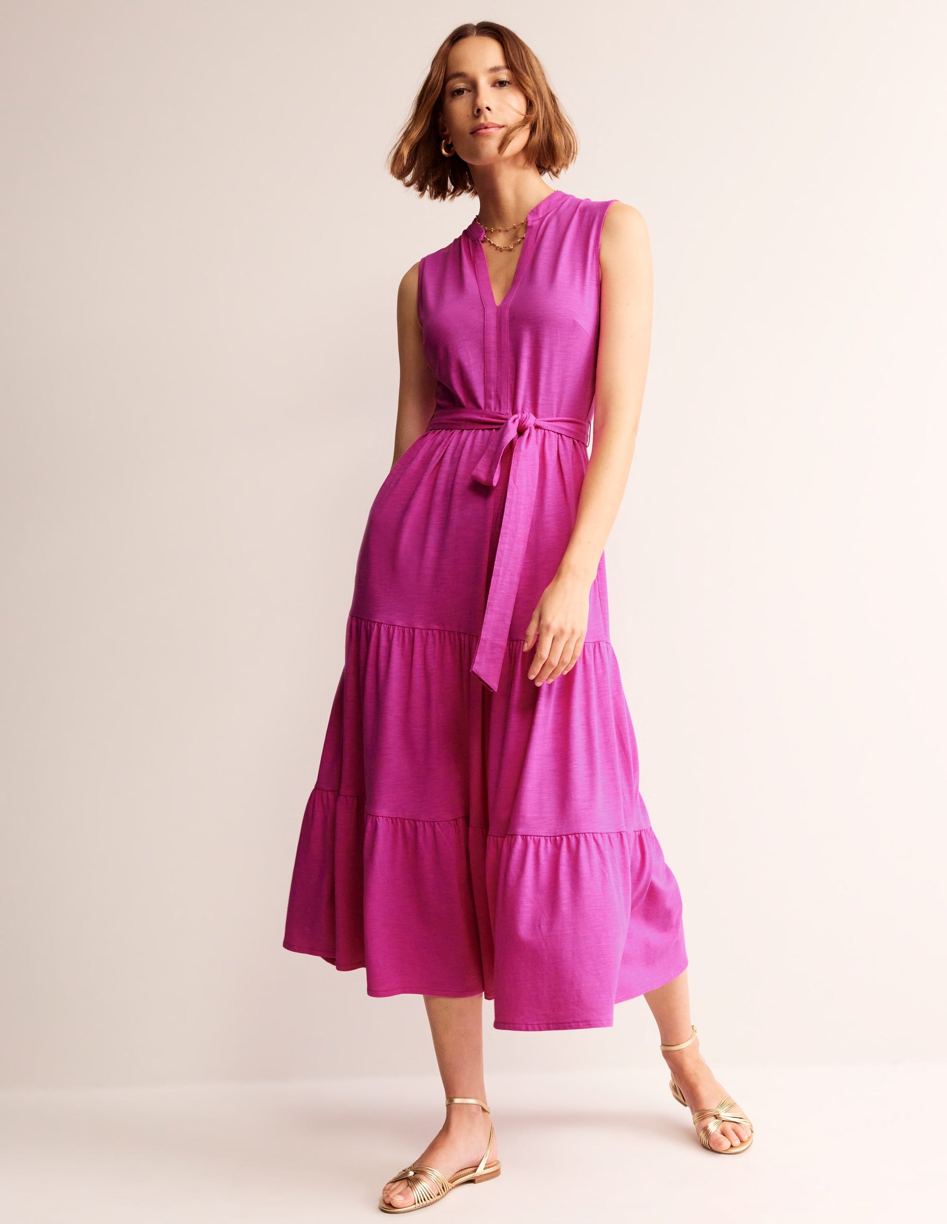 Naomi Notch Jersey Maxi Dress-Rose Violet-2