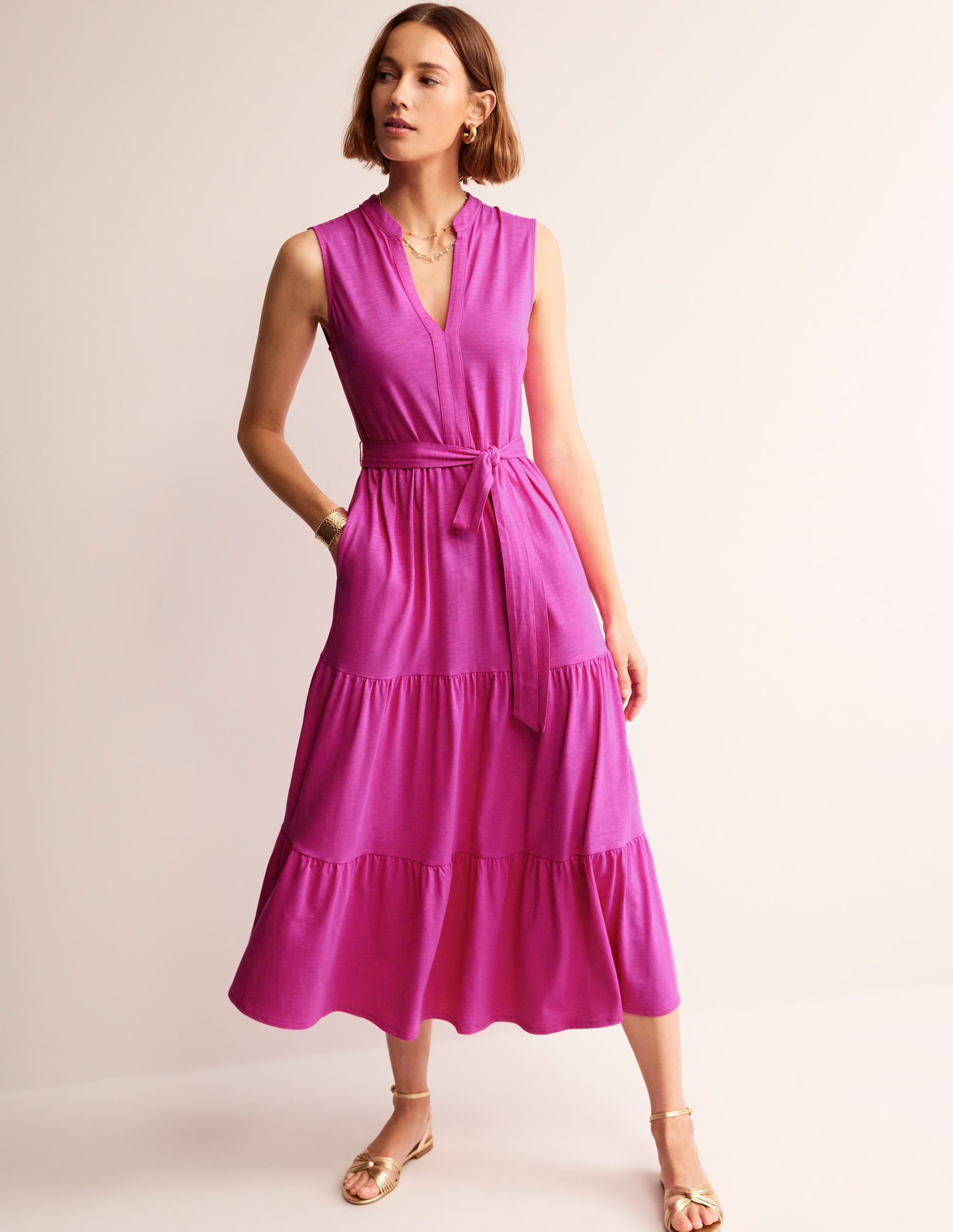 Naomi Notch Jersey Maxi Dress-Rose Violet - Image 4
