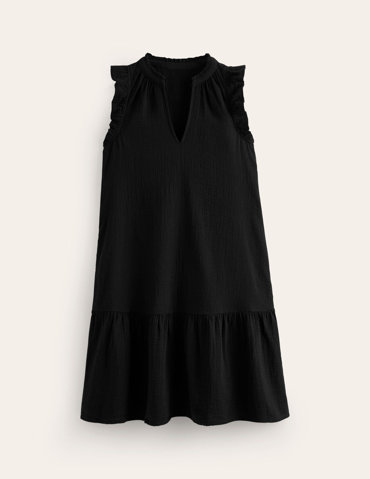 Daisy Double Cloth Short Dress-Black - Image 5