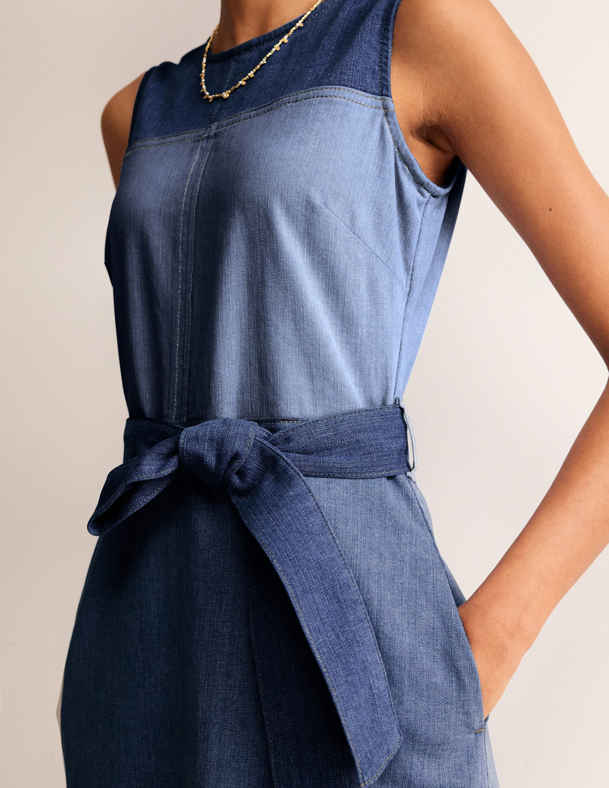 Hotch Denim Midi Dress-Hotched Denim - Image 2