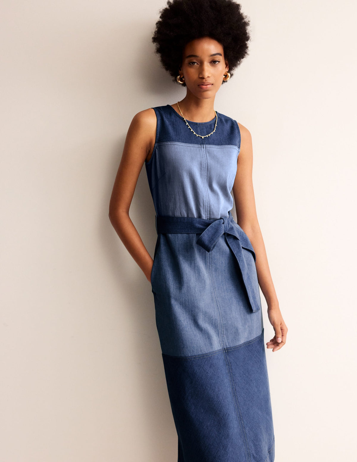 Hotch Denim Midi Dress-Hotched Denim - Image 4