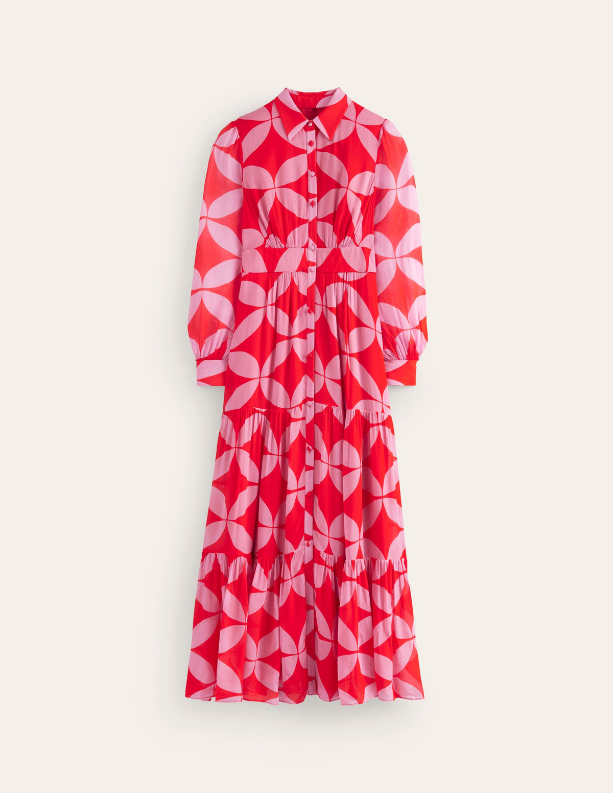 Occasion Maxi Shirt Dress-Flame Scarlet, Diamond Terrace - Image 6