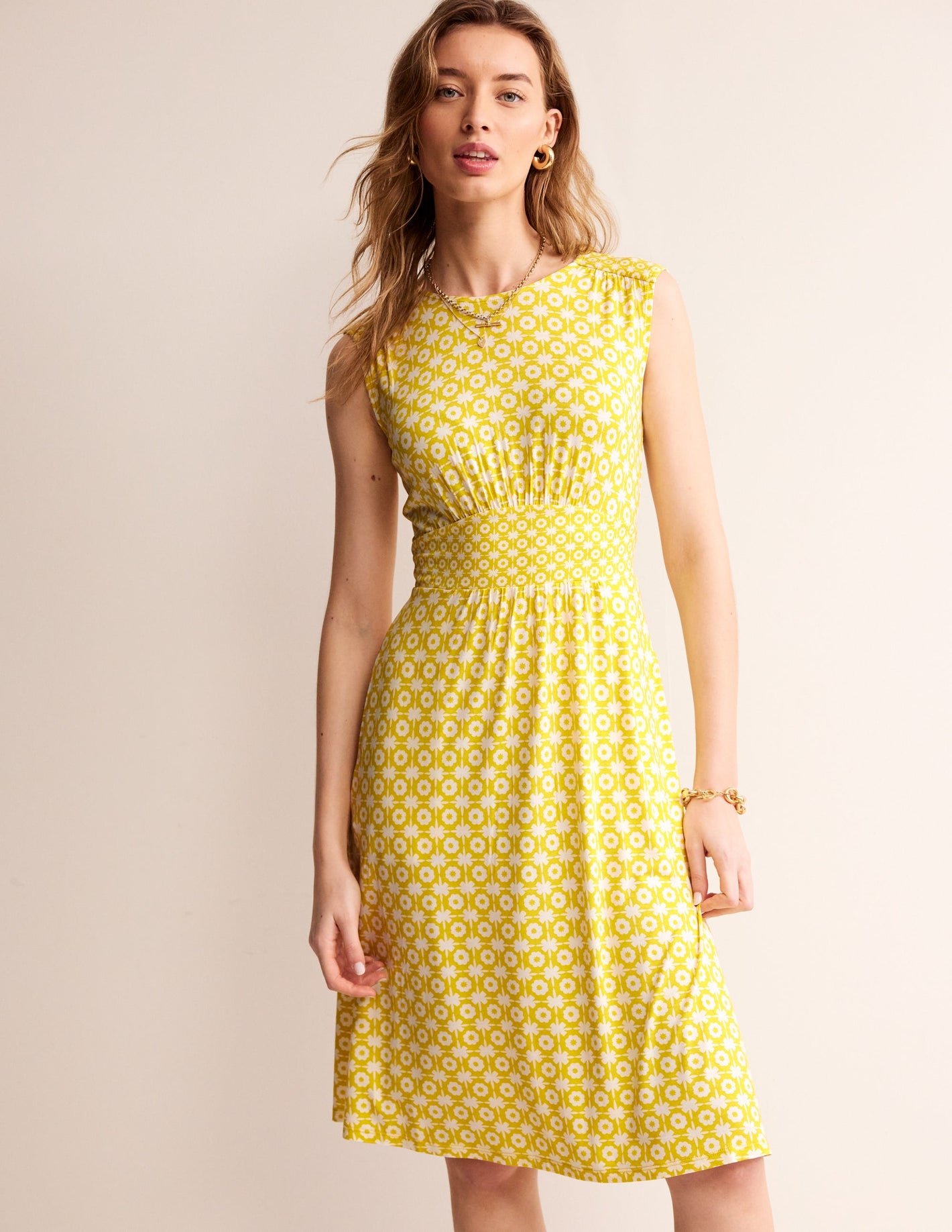 Thea Sleeveless Short Dress-Passionfruit, Blossom tile