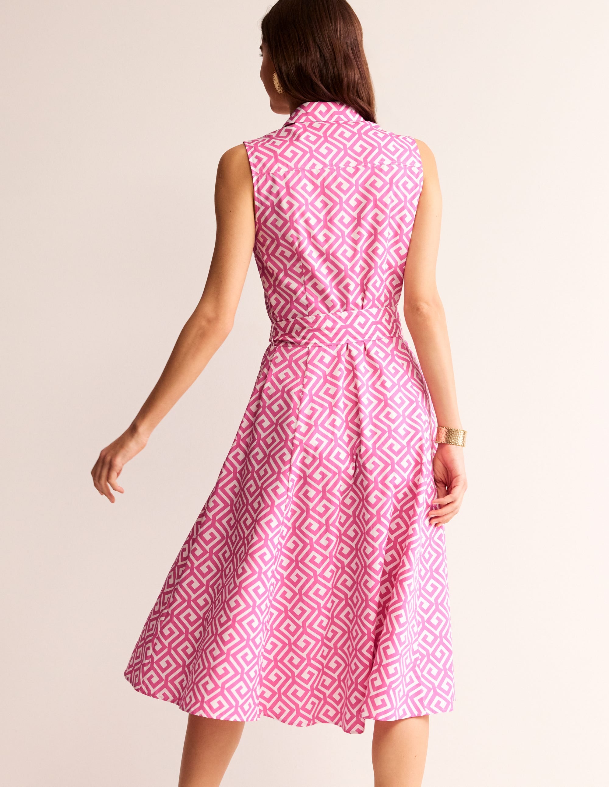 Amy Sleeveless Shirt Dress-Pink Power, Maze - Image 3
