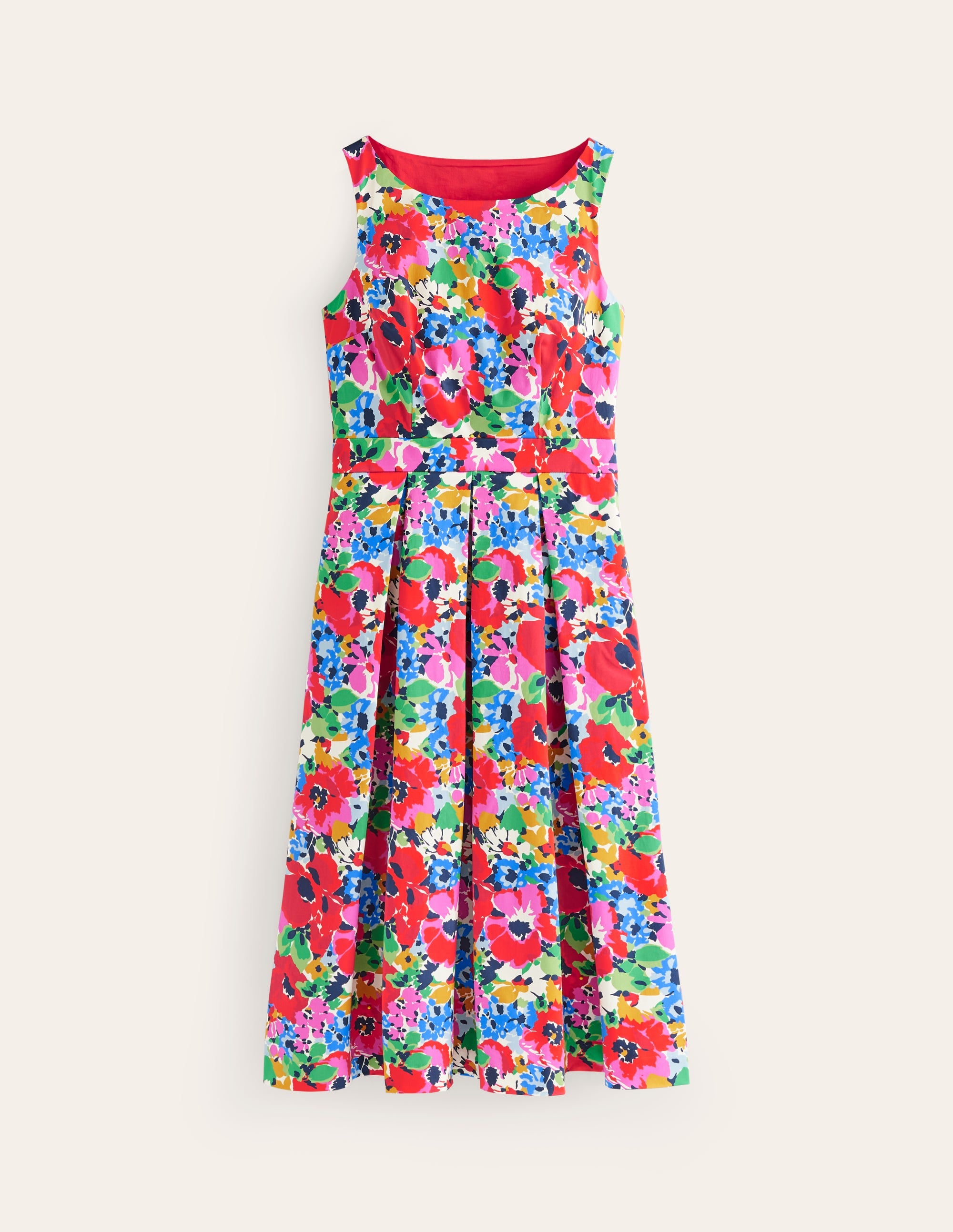 Sleeveless Pleat Midi Dress-Multi, Wild Poppy Large - Image 7