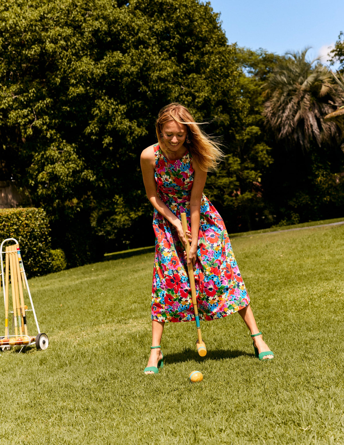 Sleeveless Pleat Midi Dress-Multi, Wild Poppy Large - Image 5