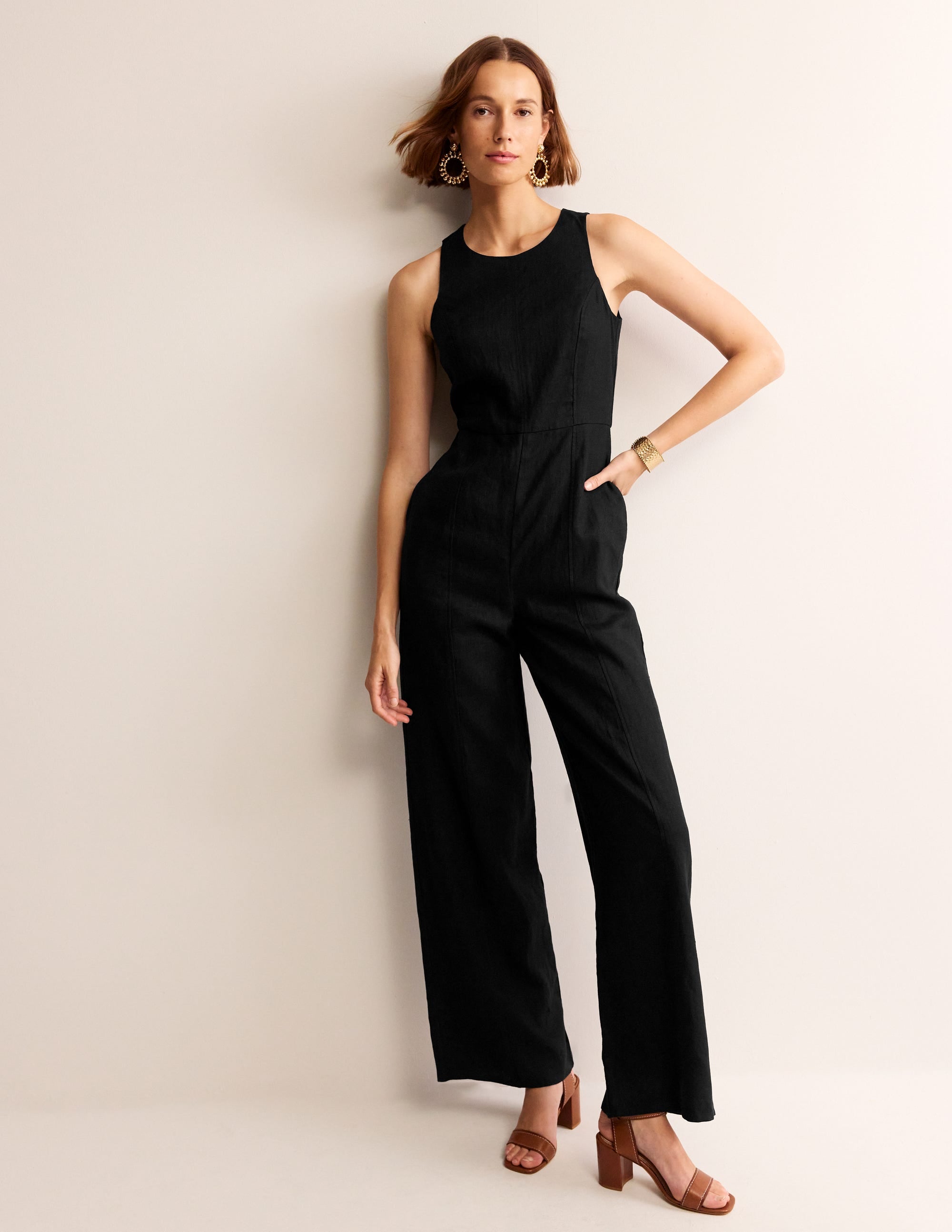 Carla Linen Jumpsuit-Black - Image 1