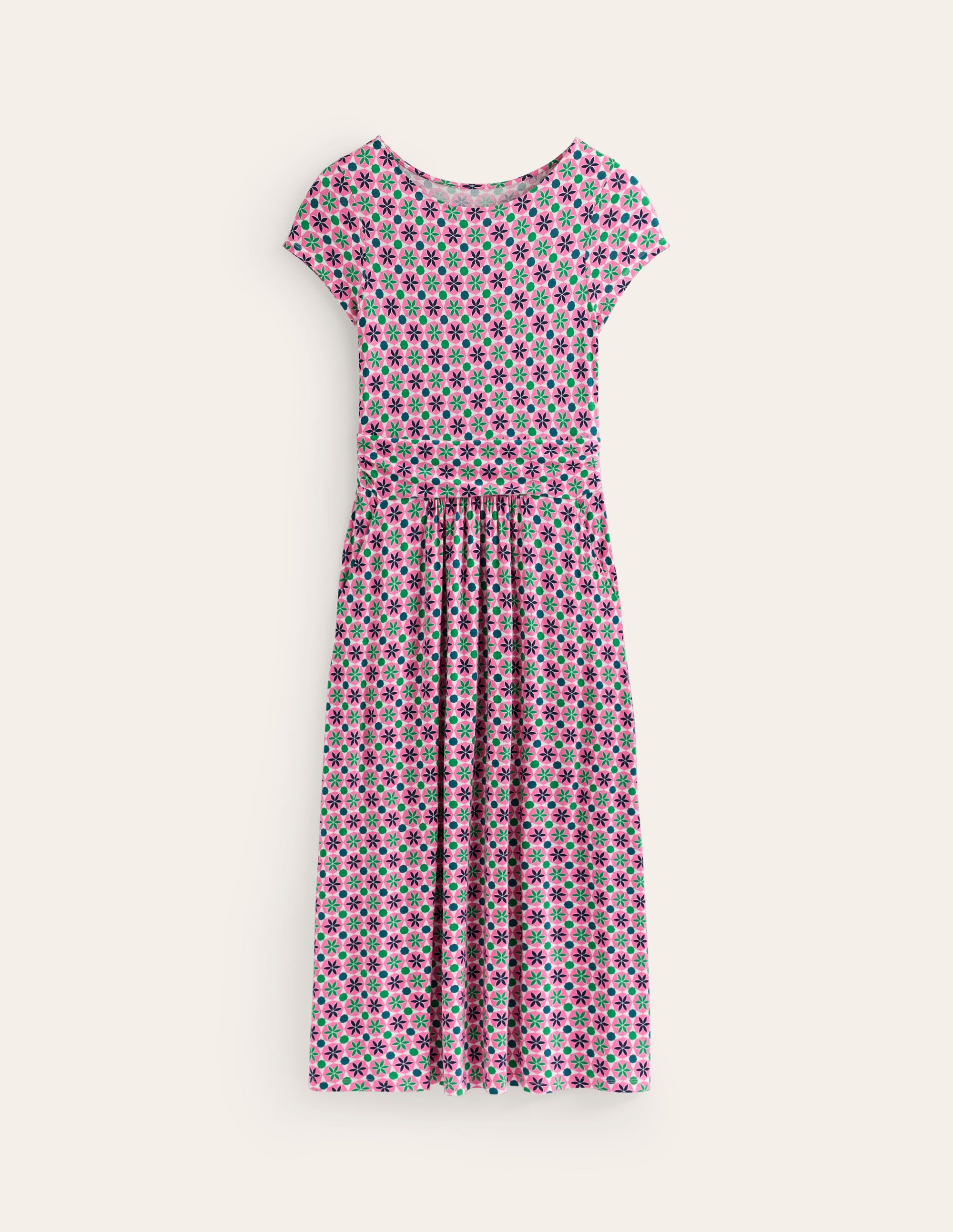 Amelie Jersey Midi Dress-Pink Power, Botanic Tile - Image 5