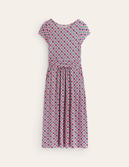 Amelie Jersey Midi Dress-Pink Power, Botanic Tile-5