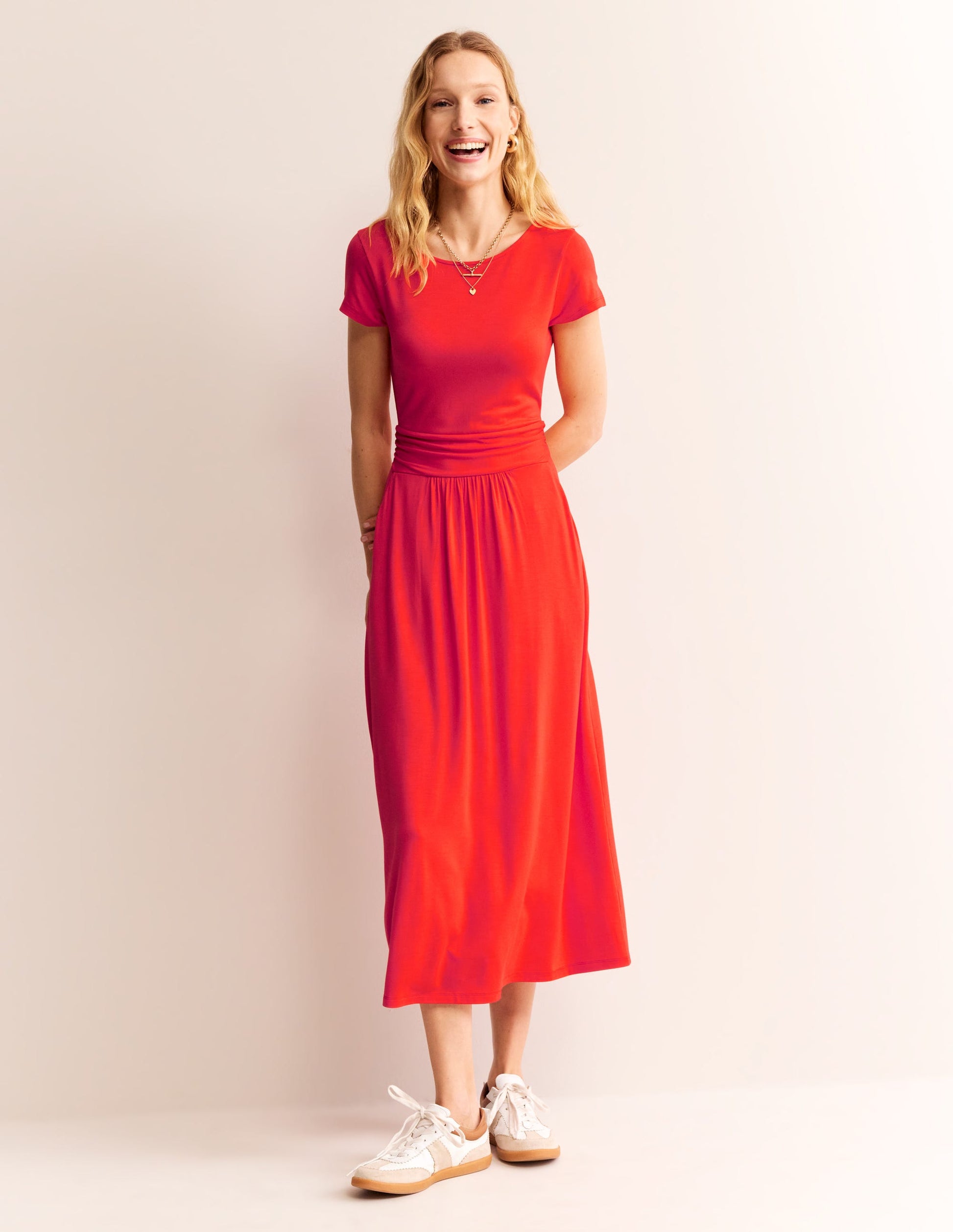 Amelie Jersey Midi Dress-Poppy Red-1